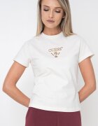 GUESS Тениска с бродирано лого Златист/Слонова кост