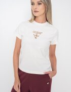 GUESS Тениска с бродирано лого Златист/Слонова кост
