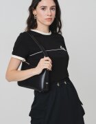 GUESS Тениска с лого Черен/Крем