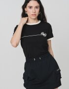 GUESS Тениска с лого Черен/Крем