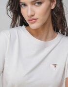 GUESS Тениска с овално деколте и лого Слонова кост