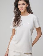 GUESS Тениска с овално деколте и лого Слонова кост