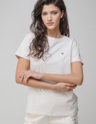 GUESS Тениска с овално деколте и лого Слонова кост