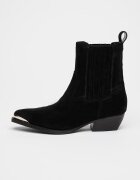 GUESS Велурени боти Lanna с кубински ток Черен