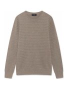 Hackett London Мъжки пуловер Garter - памук - бежов - класическа кройка - кръгло деколте -