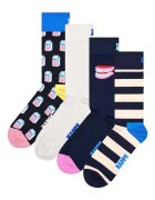 Happy Socks Дълги чорапи - 4 чифта - Бял/Розово/Тъмносин