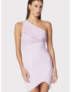 HERVE LEGER Асиметрична мини рокля с едно рамо и драпировка на бюста - Розово