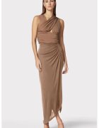 HERVE LEGER Jersey Long Skirt With Drapped Detail & Side Slit - Кафяв