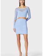 HERVE LEGER Мини пола с висока талия - Син