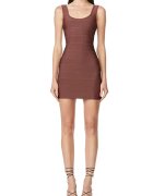 HERVE LEGER Мини рокля - изработена от емблематичния бандаж - създадена да оформя и скулптурира тялото - Кафяв