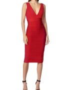 HERVE LEGER Rochie midi creion cu fermoar pe partea din spate - Червен