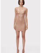 HERVE LEGER Rochie mini cu bretele groase - Розово
