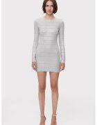 HERVE LEGER Rochie mini cu decolteu rotund si inchidere cu fermoar - Сребрист