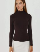 HiCCUP Дамска блуза slim fit тъмнокафяво Тъмнокафяв