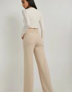 HiCCUP Дамски панталон Palazzo висока талия текстил бежов Beige Natural