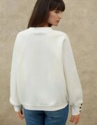 HiCCUP Дамски суичър бродиран бяло-жълтеникав плетена материя свободна кройка