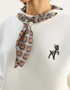 HiCCUP Дамски суичър бродирана кръгла яка бял текстил