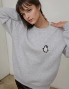 HiCCUP Дамски суичър сив памук-полиестер кръгла яка бродерия с животински мотив