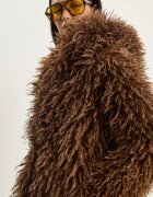 HiCCUP Дамско палто оувърсайз изкуствена кожа кафяво