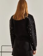 HiCCUP Къса жилетка текстуриран модел с цип черен плетиво