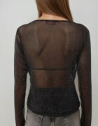 HiCCUP Прозрачна блуза с дълъг ръкав slim fit черна Черен
