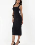 HiCCUP Рокля Midi Bodycon Елегантна Черна 95% полиестер 5% еластан