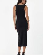 HiCCUP Рокля Midi Bodycon Елегантна Черна 95% полиестер 5% еластан