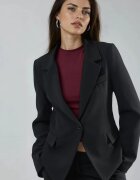 HiCCUP Сако Slim Fit дълго яка на сако черно текстил