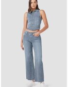 Hudson Pantaloni din denim cu talie inalta si imprimeu cu dungi - Син