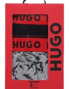 HUGO Боксерки с принт - 2 чифта Черен/Сив
