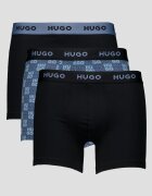 HUGO Боксерки с принт - 3 чифта Черен/Син