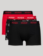 HUGO Боксерки с шарка и лого на талията - 3 чифта Черен/Аленочервен