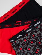 HUGO Боксерки с шарка и лого на талията - 3 чифта Червен/Черен