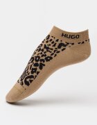 HUGO Чорапи до глезена с принт - 2 чифта Черен/Кафяв