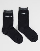 HUGO Дълги чорапи 2 чифта Черен/Сребрист