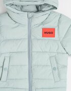 HUGO Капитонирано зимно яке с качулка Избеляло черно/Светлокафяв/Мръснобял