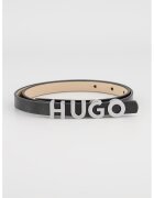 HUGO Кожен тънък колан с тока с форма на лого