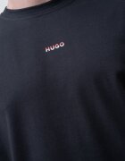 HUGO Памучна горна пижама Черен