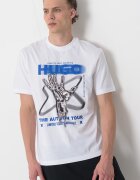 HUGO Памучна тениска с лого Черен/Кралско Синьо/Бял