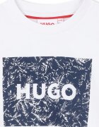 HUGO Памучна тениска с лого Ултрамарин синьо/Бял