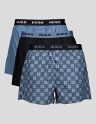 HUGO Памучни боксерки с лого на талията - 3 чифта Син
