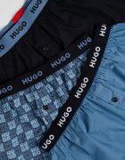 HUGO Памучни боксерки с лого на талията - 3 чифта Син