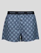 HUGO Памучни боксерки с лого на талията - 3 чифта Син