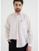 HUGO Раирана риза с класическа яка - Бял/Пастелносин/Черен