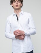 HUGO Риза без шарка с класическа яка Бял