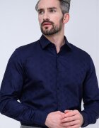 HUGO Слим десенирана риза Kenno Тъмносин