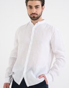 HUGO Слим ленена риза Elvory Бял