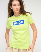 HUGO Слим тениска с лого Кралско Синьо/Шам фъстък зелено