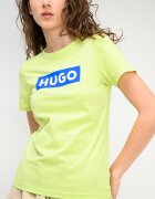 HUGO Слим тениска с лого Кралско Синьо/Шам фъстък зелено