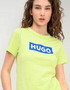 HUGO Слим тениска с лого Кралско Синьо/Шам фъстък зелено